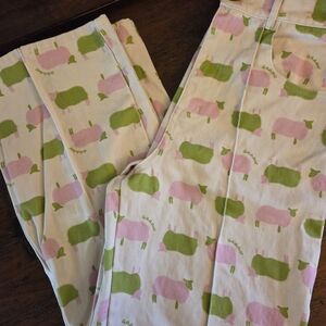 Lisa Says Gah Pants with Pink and Green Print Nwot